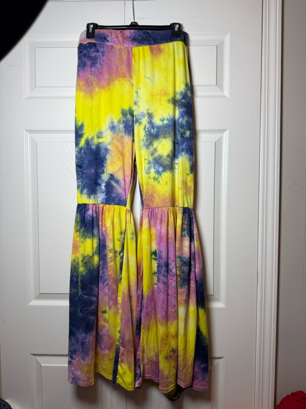 Curvy Sense Cute Tie Dye Ruffle Flare Leg Pants